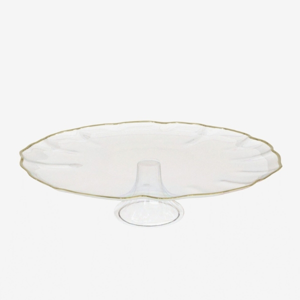 Kuldse servaga klaasist serveerimisvaagen