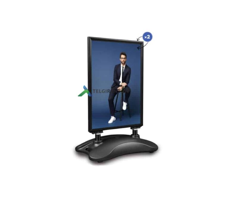 Reklaamtahvel kahepoolne raskusega must A1 4